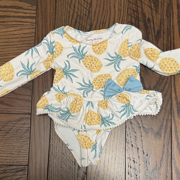 Tommy Bahama Pineapple Print Baby Swim Set with Blue Bow - Picture 8 of 8